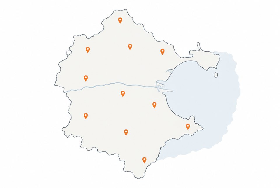 Illustrated map of County Dublin showing the areas Junk Removal covers